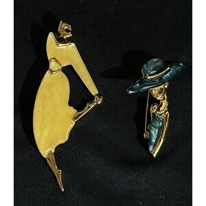 Park Lane Signed Brooches Fancy Lady Gold Tone Lot Of Two J31